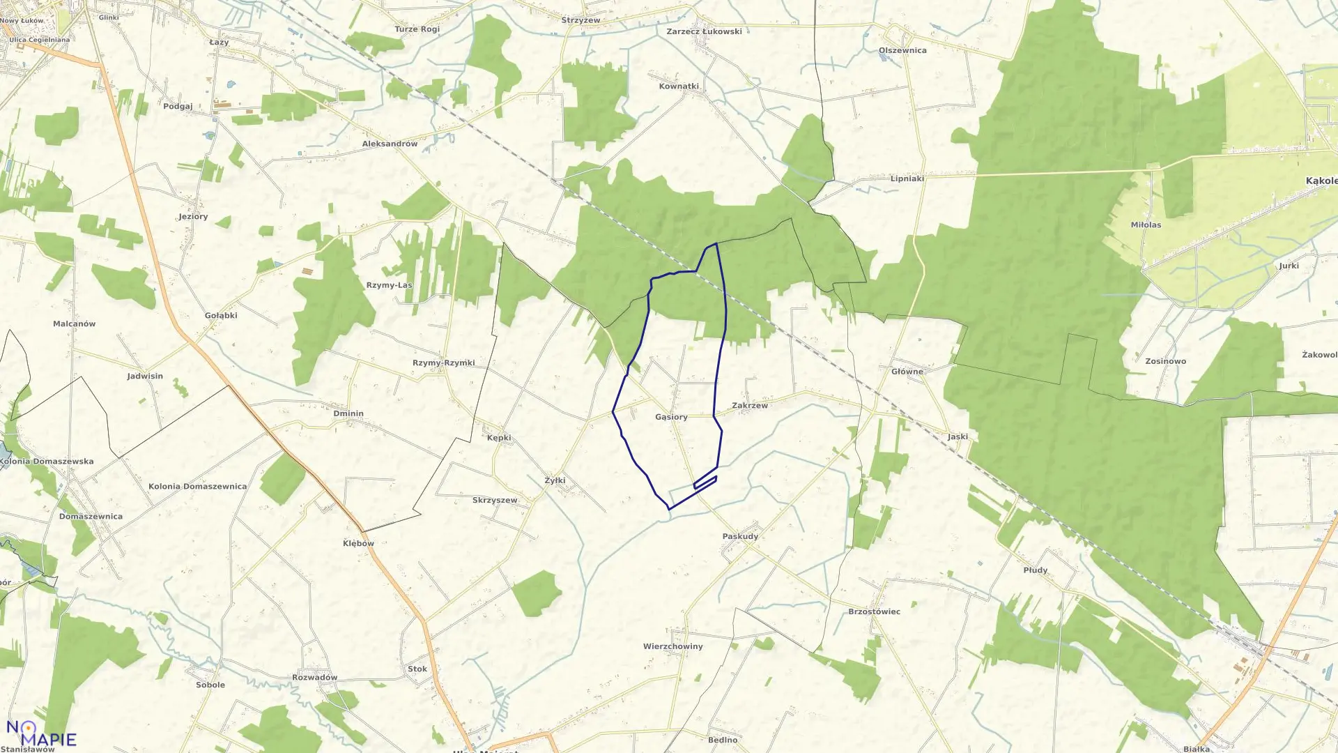 Mapa obrębu GĄSIORY w gminie Ulan-Majorat