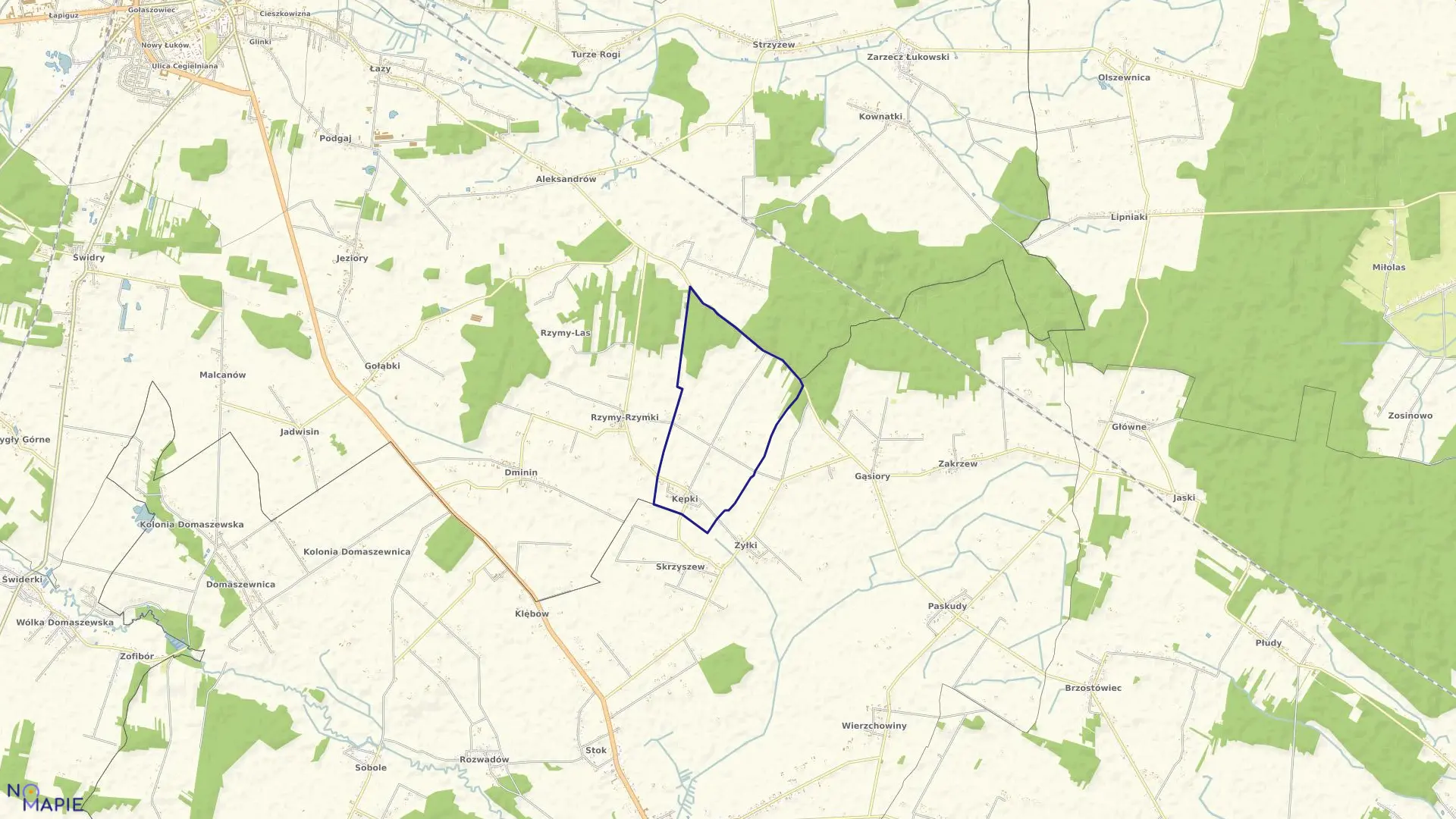 Mapa obrębu KĘPKI w gminie Ulan-Majorat