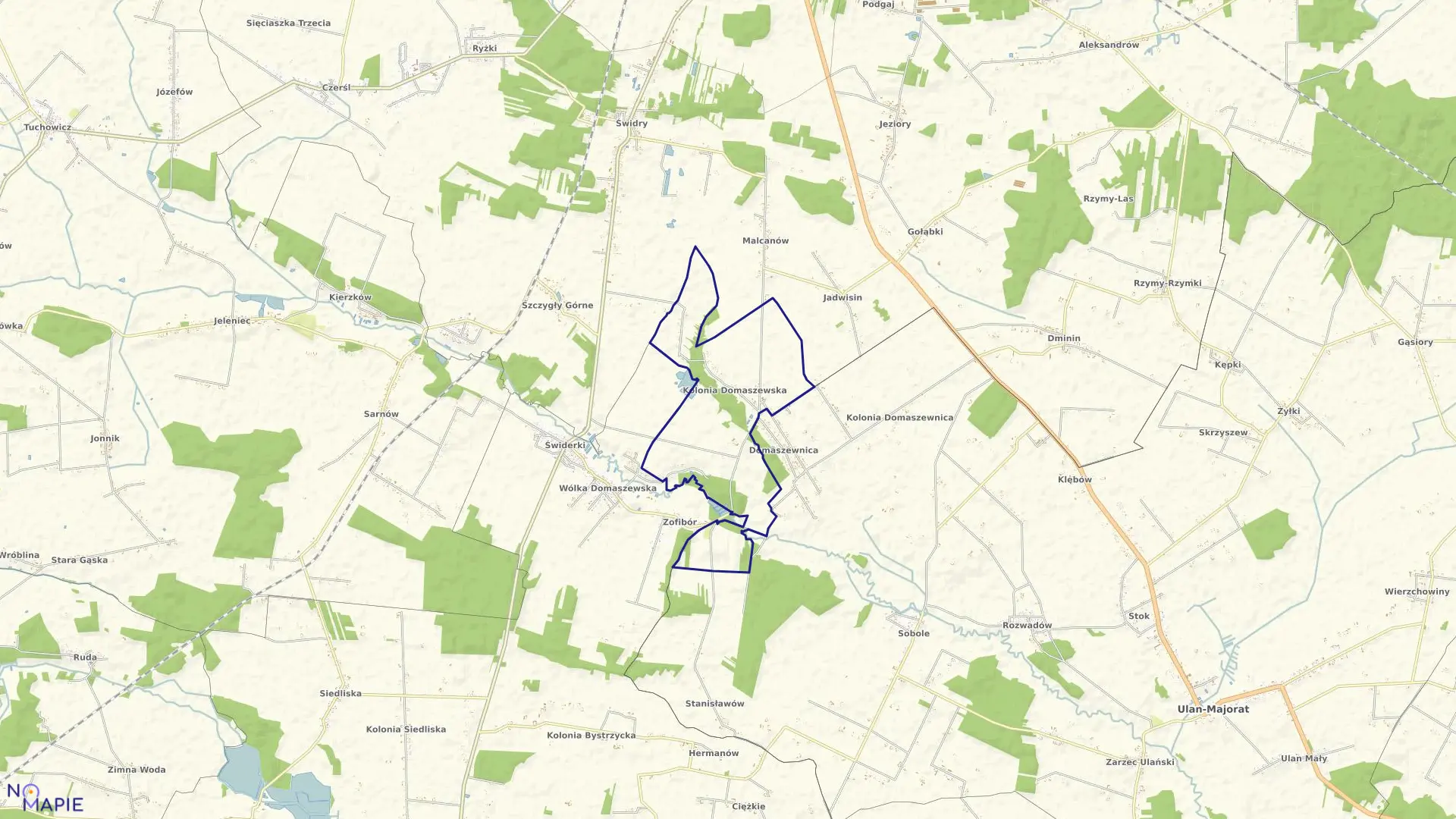 Mapa obrębu KOLONIA DOMASZEWSKA w gminie Ulan-Majorat