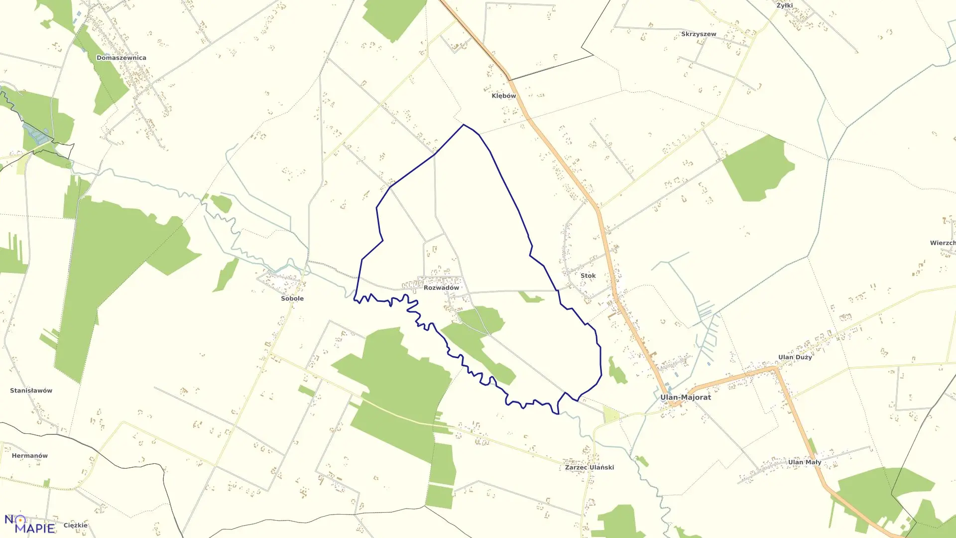 Mapa obrębu ROZWADÓW w gminie Ulan-Majorat