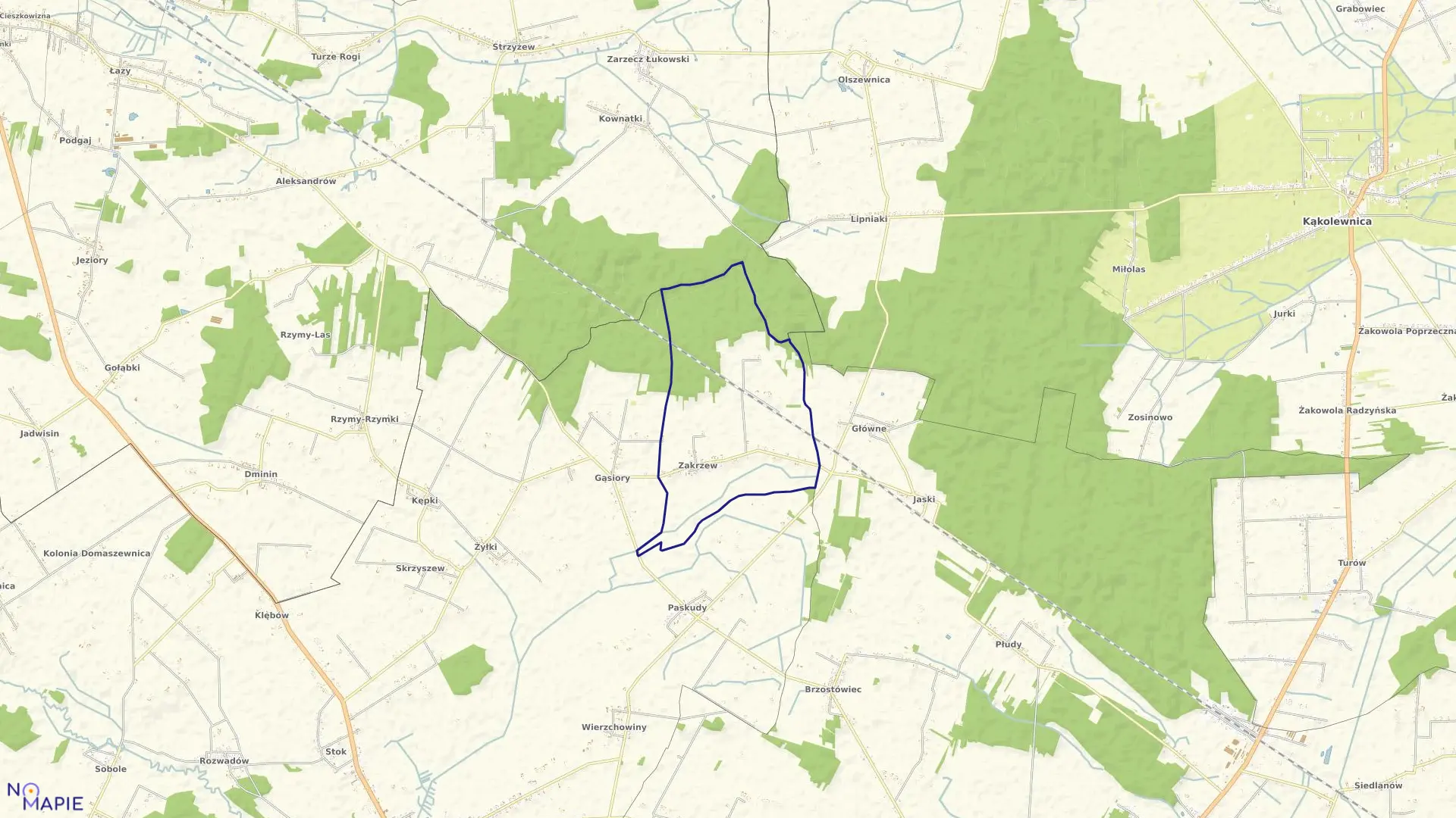 Mapa obrębu ZAKRZEW w gminie Ulan-Majorat